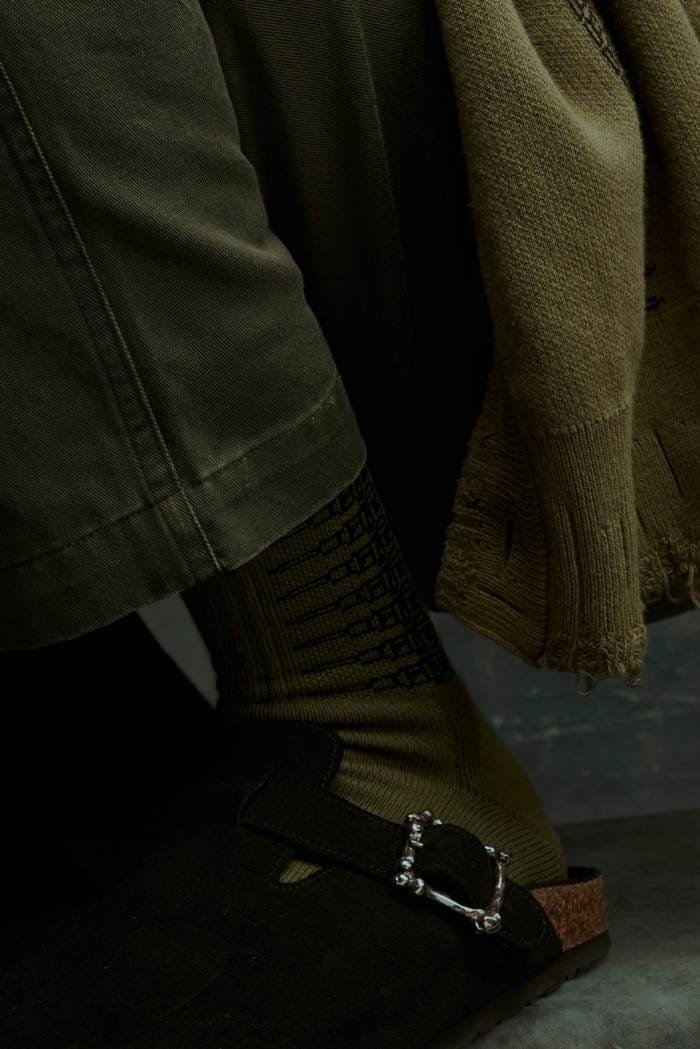 BULLET & BULLSHIT OLIVE SOCKS - Image 3