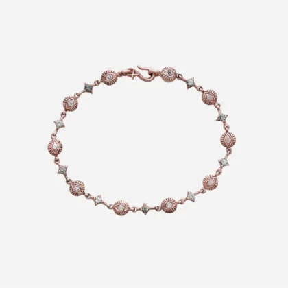 Third Eye Pink Gold 9K 375 With Green Saphhire Bracelet