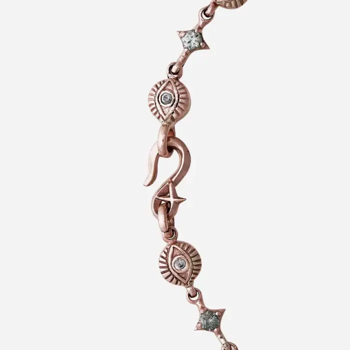 Third Eye Pink Gold 9K 375 With Green Saphhire Bracelet - Image 2