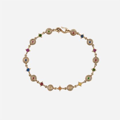 Third Eye Yellow Gold 9 K with Multi Color Stone Bracelet
