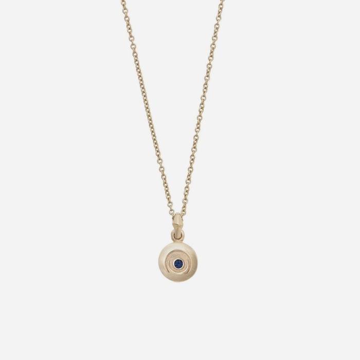 Third Eye Yellow Gold 9k & Blue Sapphire Necklace - Image 3