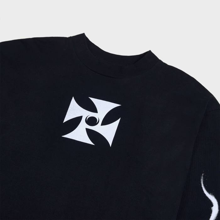 'Void Axis Flame' Black Washed  Long sleeve Tee - Image 3