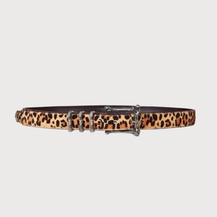 ‘Skeleton Hardware ’ Leopard Horsehide Belt