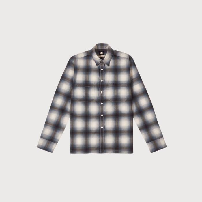 Smoke Plaid Long Sleeve Button ups Shirt
