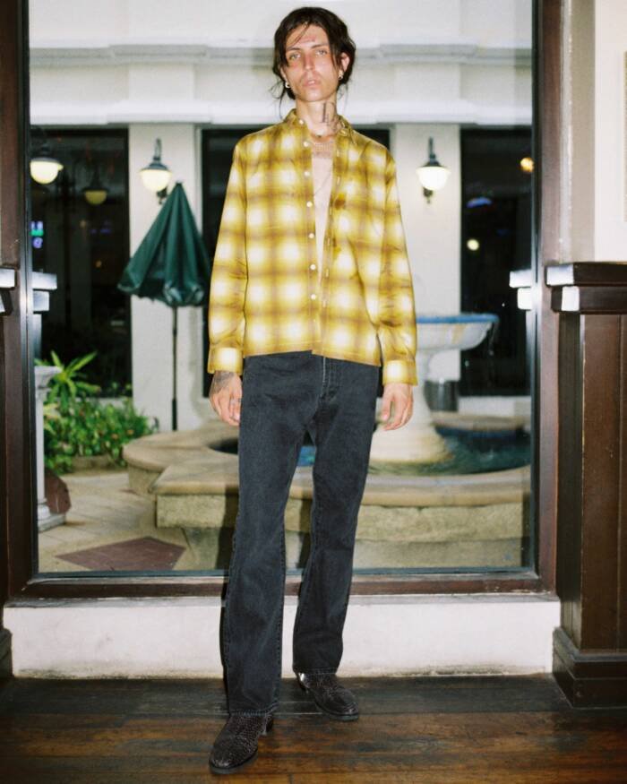 'Mustard' Plaid Long Sleeve Button down Shirt - Image 6
