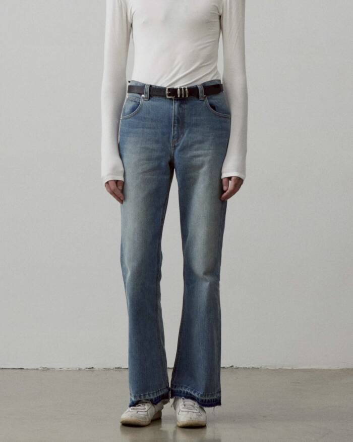 'Skittish' Washed Flare Jeans - Image 4